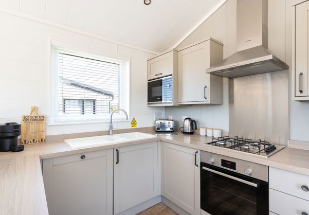Internal of a cabin open plan kitchen