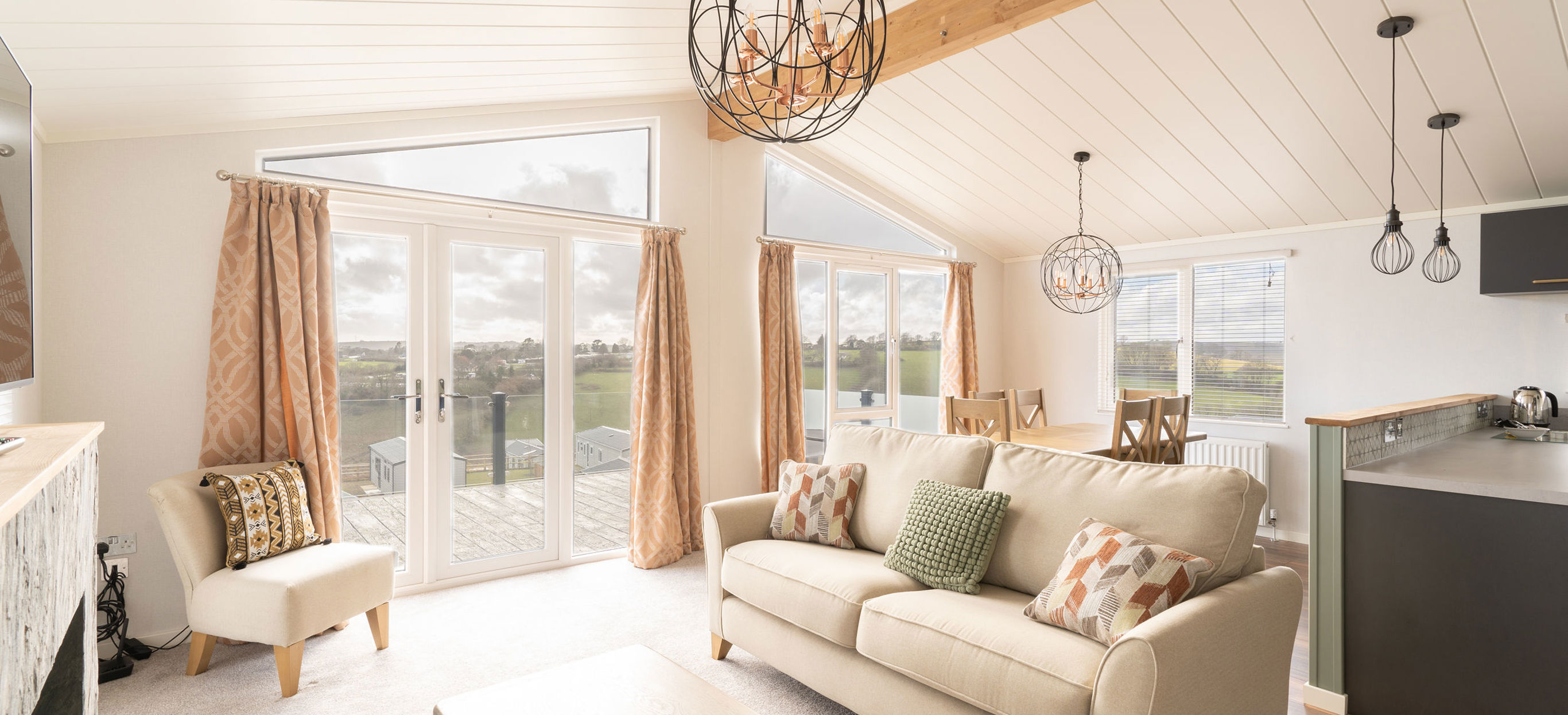 Internal of a luxury lodge open plan living space