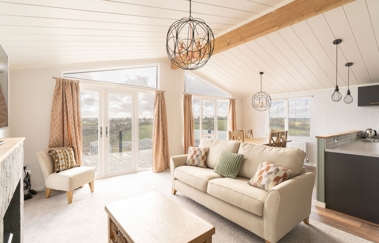 Internal of a luxury lodge open plan living space