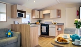 Internal of a caravan open plan kitchen