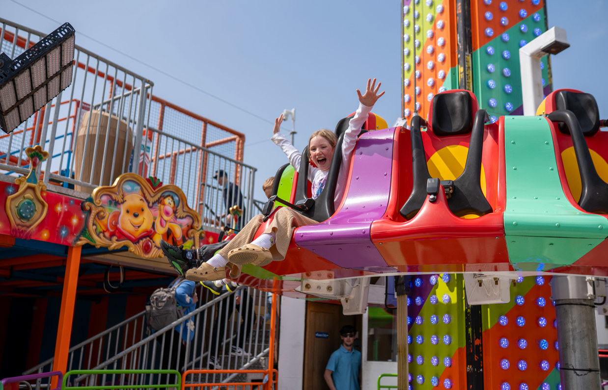 Children on a drop tower ride at Southside Funfair
