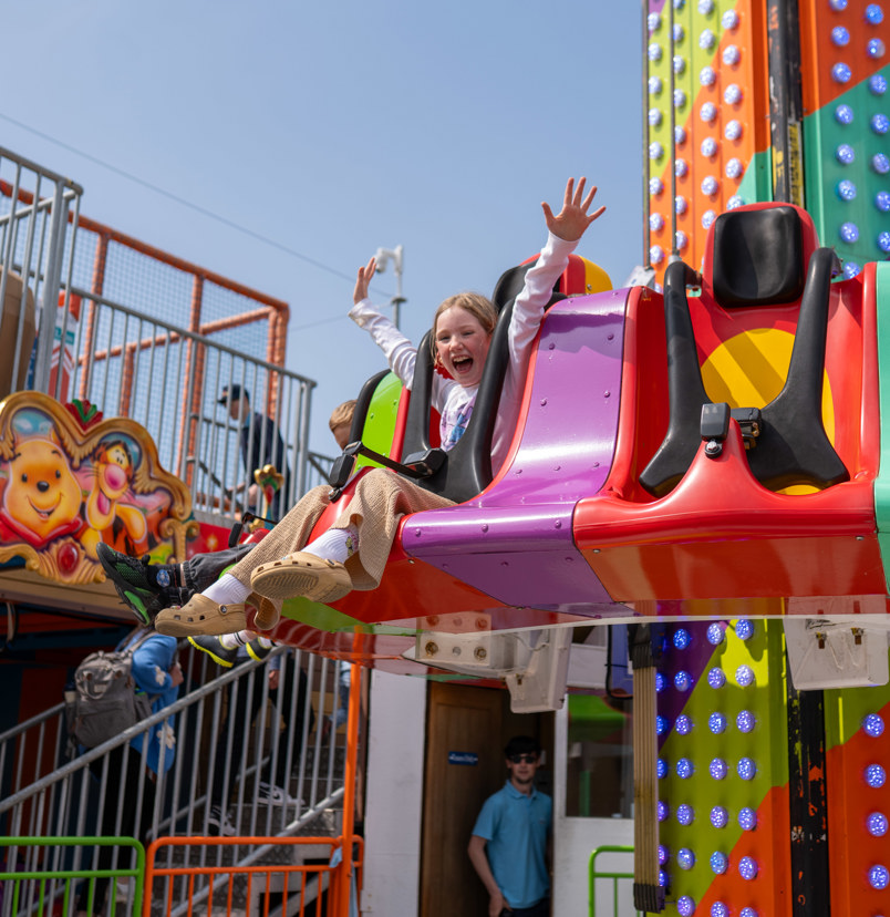 Children on a drop tower ride at Southside Funfair
