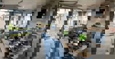 Internal of a Caravan Kitchen Lounge Diner