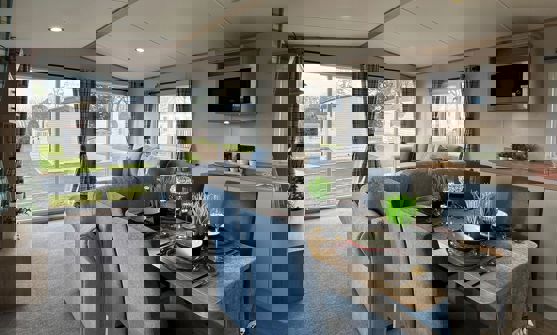 Internal of a Caravan Kitchen Lounge Diner