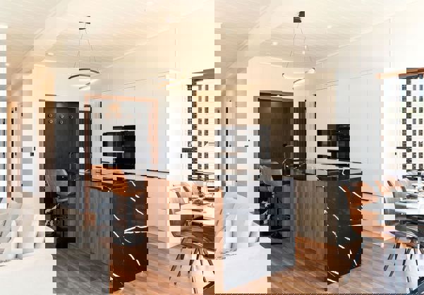 Interior of a Super Lodge Open Plan Kitchen Area