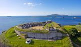 An old fort in Weymouth on the coast overlooking Portland and the sea