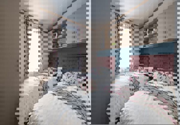 Internal of a Caravan Twin Bedroom