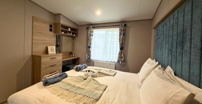 Internal of a caravan master bedroom