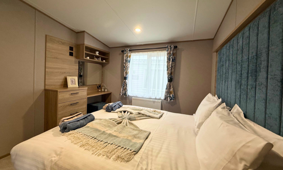 Internal of a caravan master bedroom