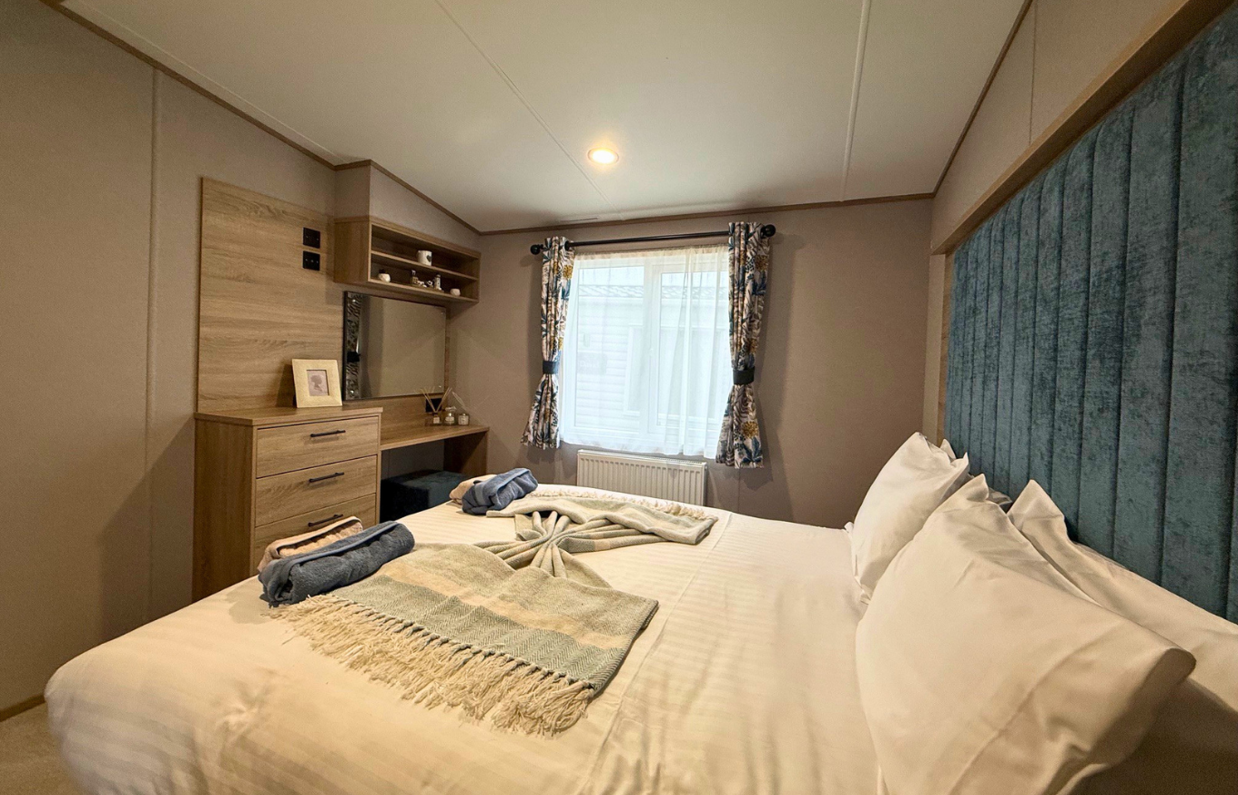 Internal of a caravan master bedroom
