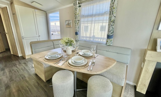 Internal of a caravan dining area