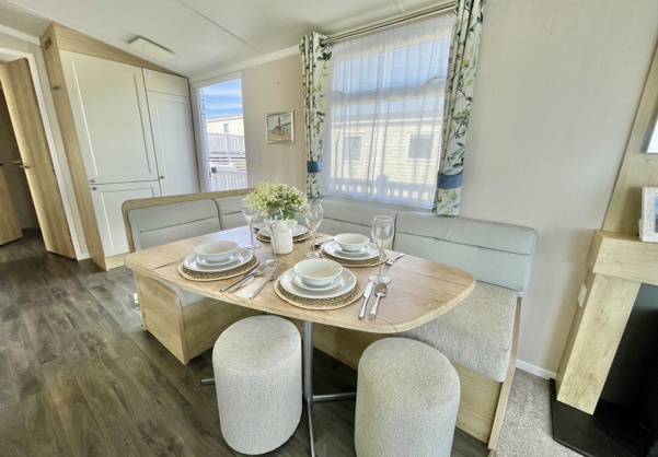 Internal of a caravan dining area