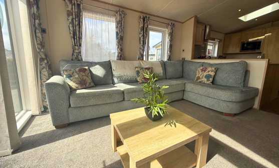 Internal of a caravan open plan living space