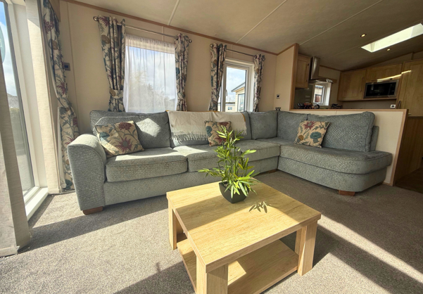 Internal of a caravan open plan living space