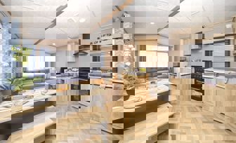 Internal of a Caravan Open Plan Kitchen, Diner, Lounge