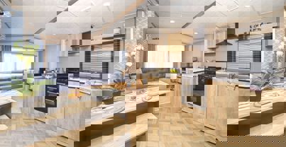 Internal of a Caravan Open Plan Kitchen, Diner, Lounge