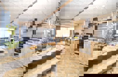 Internal of a Caravan Open Plan Kitchen, Diner, Lounge