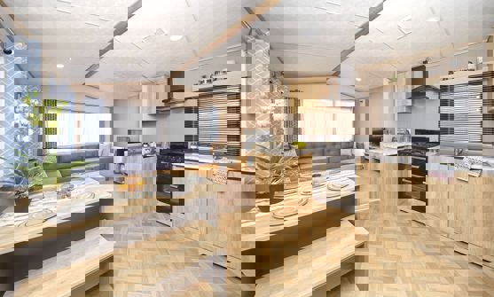 Internal of a Caravan Open Plan Kitchen, Diner, Lounge