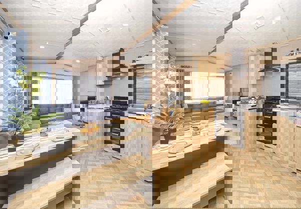 Internal of a Caravan Open Plan Kitchen, Diner, Lounge