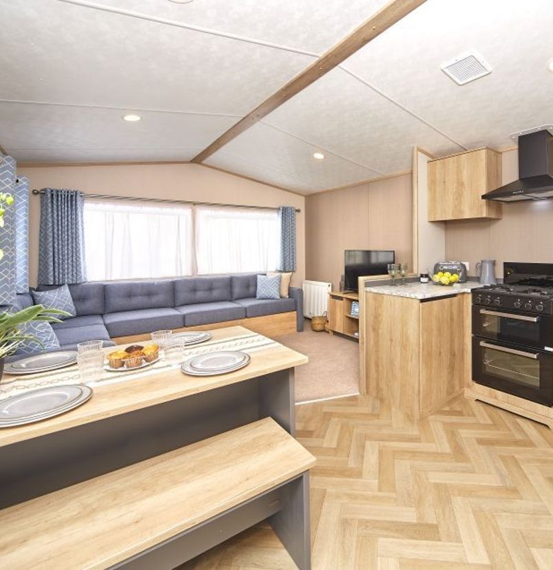 Internal of a Caravan Open Plan Kitchen, Diner, Lounge