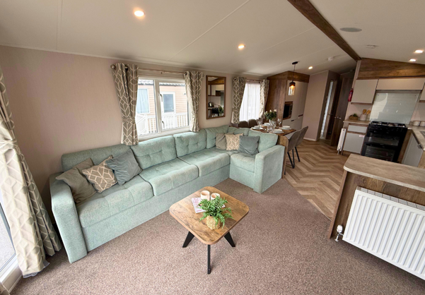 Internal of a caravan open plan living space