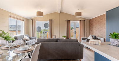 Internal of a luxury lodge open plan living space