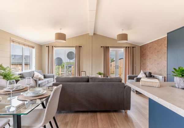 Internal of a luxury lodge open plan living space