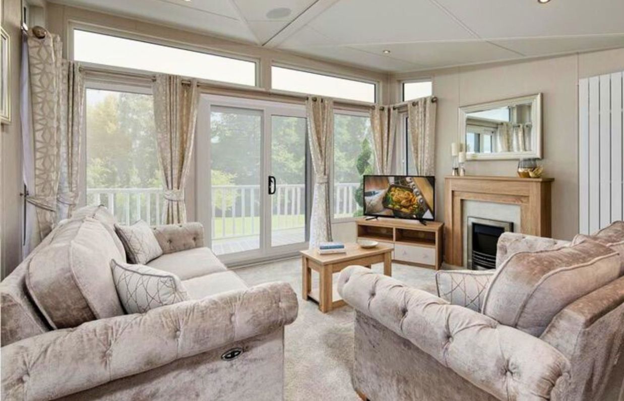 Internal of a caravan open plan living space