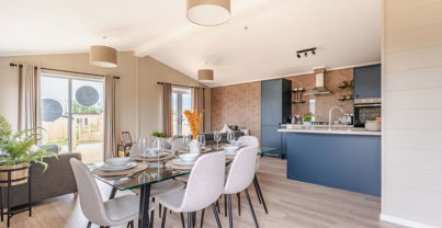 Internal of a luxury lodge open plan living space