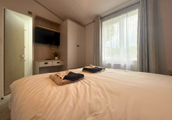 Internal of a caravan master bedroom 