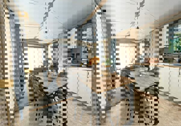 Internal of a Caravan Kitchen Diner