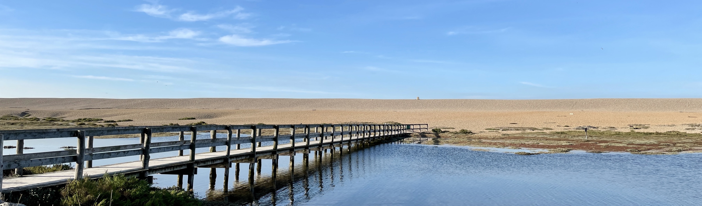 The view of Chesil Beach and the coast path 