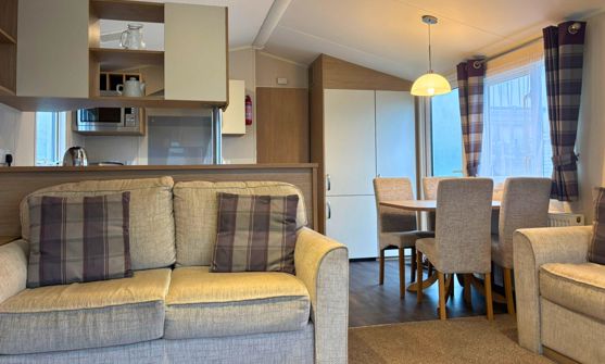 Internal of a caravan open plan living space