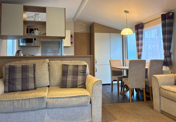 Internal of a caravan open plan living space