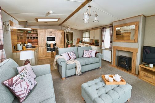 Internal of a caravan open plan living space