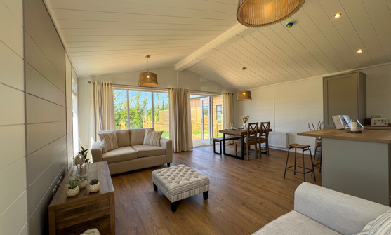 Internal of a luxury lodge open plan living space