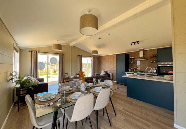 Internal of a luxury lodge open plan living space