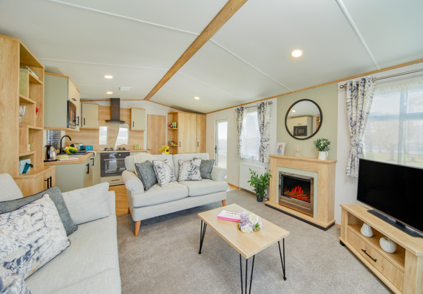 Internal of a caravan open plan living space