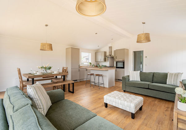 Internal of a luxury lodge open plan living space