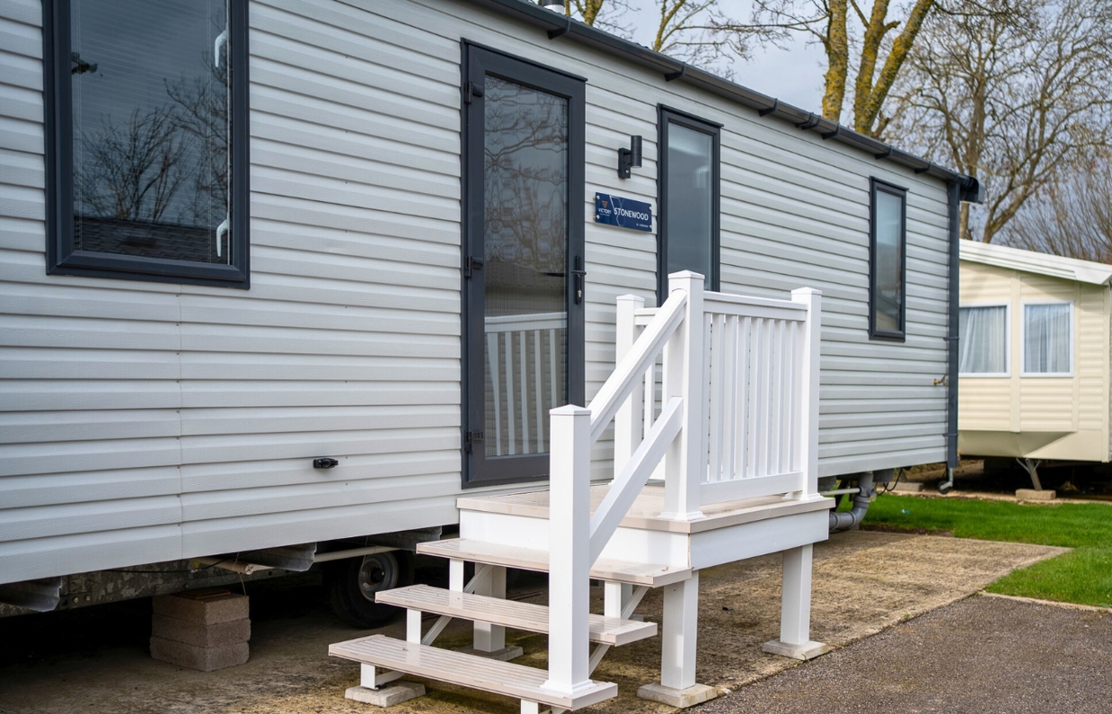 External of caravans on pitch with steps