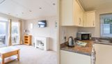 Internal of a caravan open plan living area