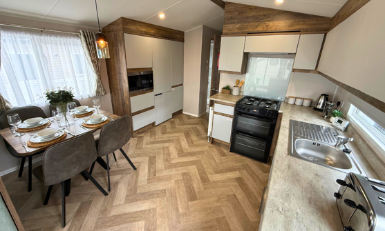 Internal of a caravan kitchen diner