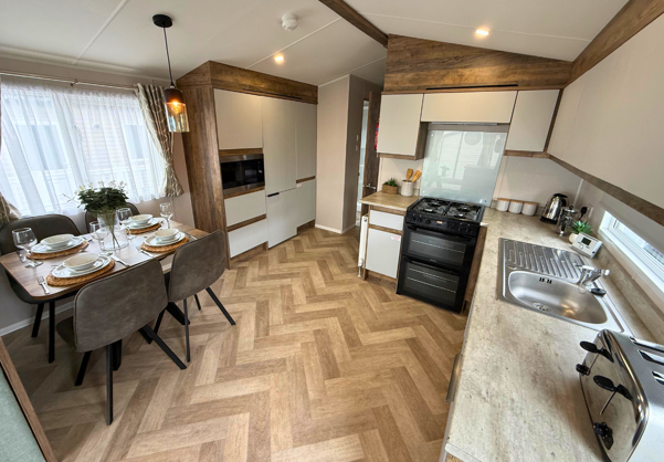 Internal of a caravan kitchen diner