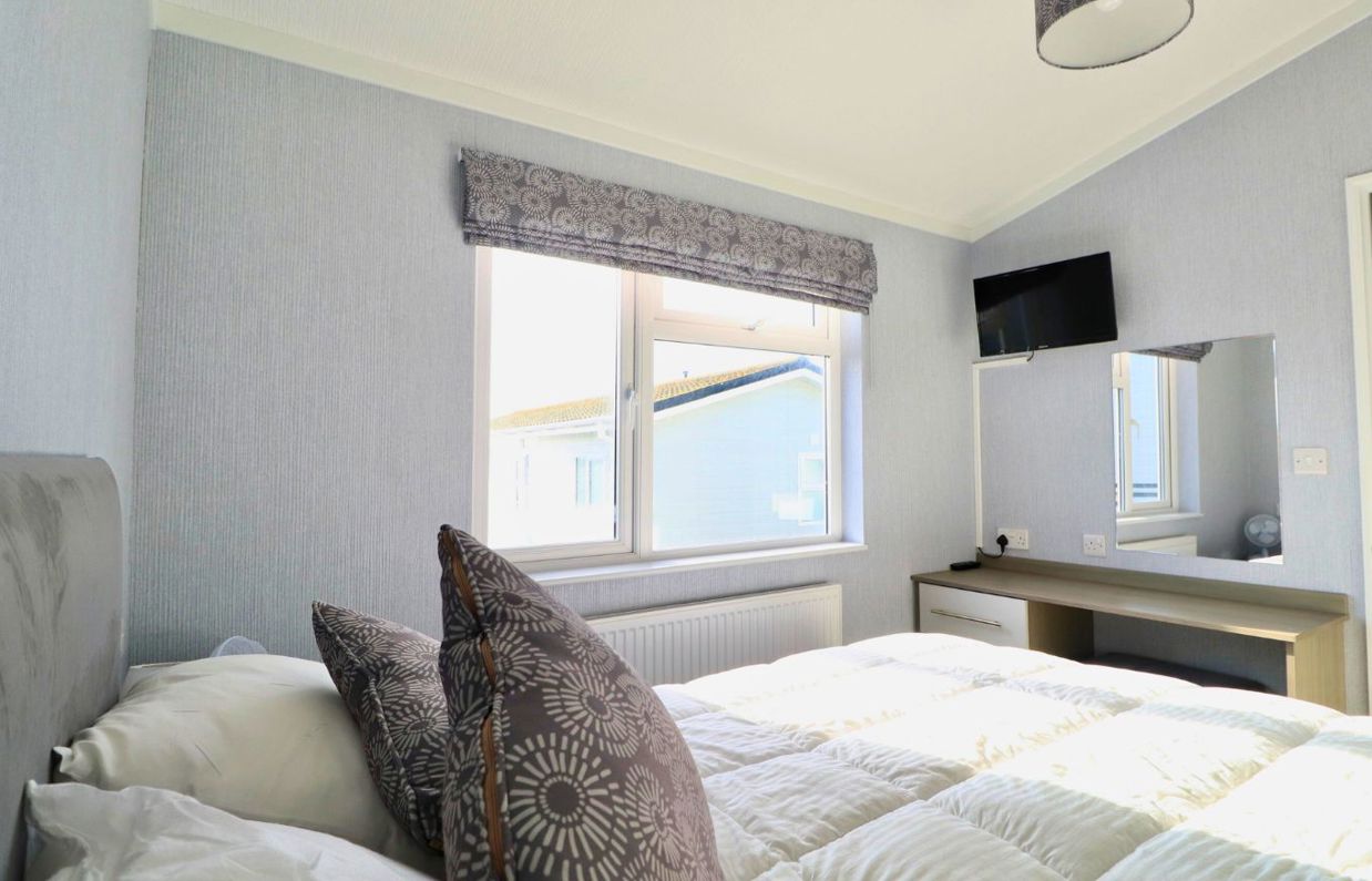 Internal of a caravan double bedroom