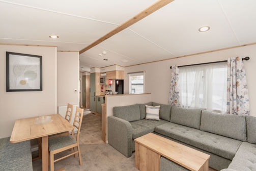 Internal of a caravan open plan living space