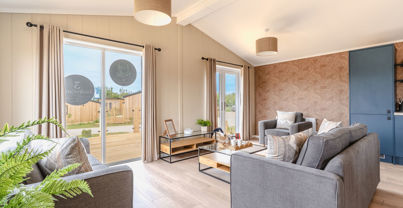 Internal of a luxury lodge open plan lounge