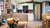 Internal of a caravan open plan living space