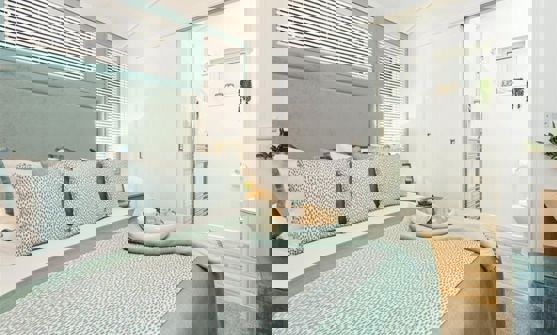 Interior of a Lodge Master Bedroom with Ensuite