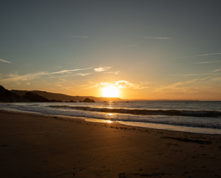 Cornish Beach at Sunset