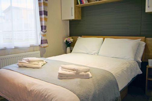 Internal of a caravan double bedroom